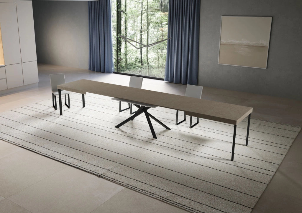 Tavolo allungabile 200/460x90 cm Niket tortora gambe antracite