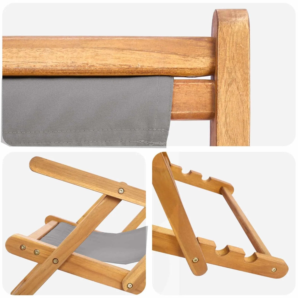 Sedia da spiaggia Grigio Chiaro Legno di teak solido