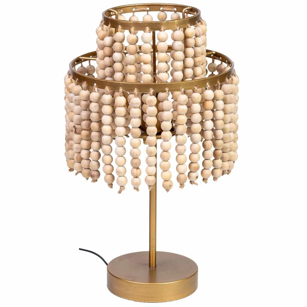 Lampada da tavolo in metallo e legno 28,5x28,5x35/50h cm Oro