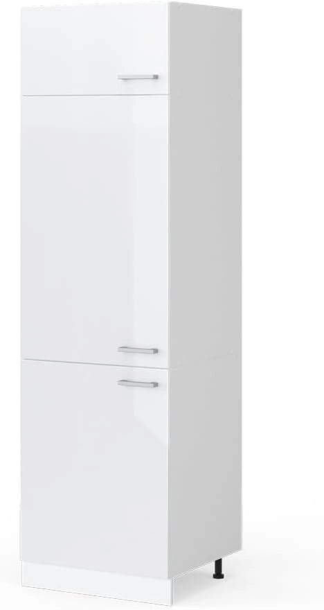 Frontale cucina R-Line, Bianco lucido, 59.6 x 196 cm frontale del mobile per mobile per frigorifero, adatto per armadi da cucina R-Line per un montaggio semplice