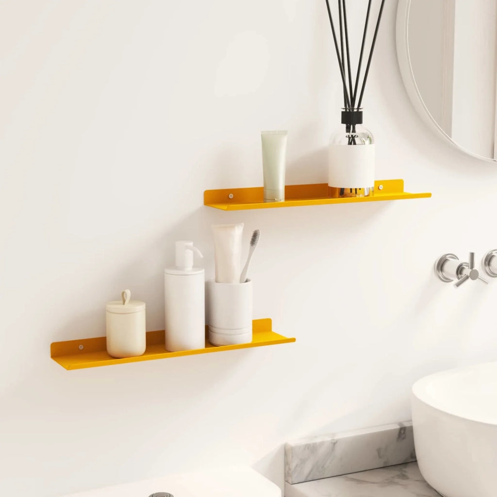 Mensola sospesa 2 pcs Giallo senape 40 x 8,5 x 2,5 cm Acciaio