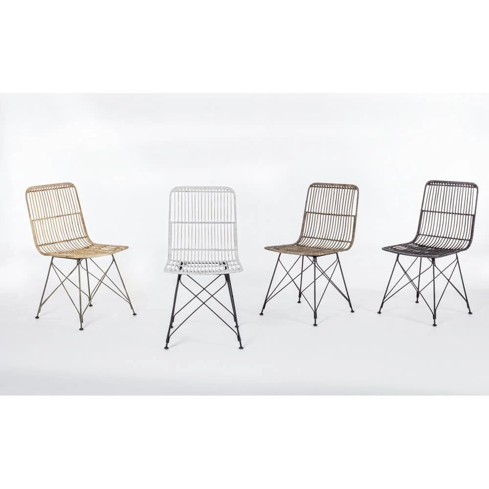 Set di 4 Sedie in Intreccio Kubu Naturale con Base in Acciaio - TATIANA