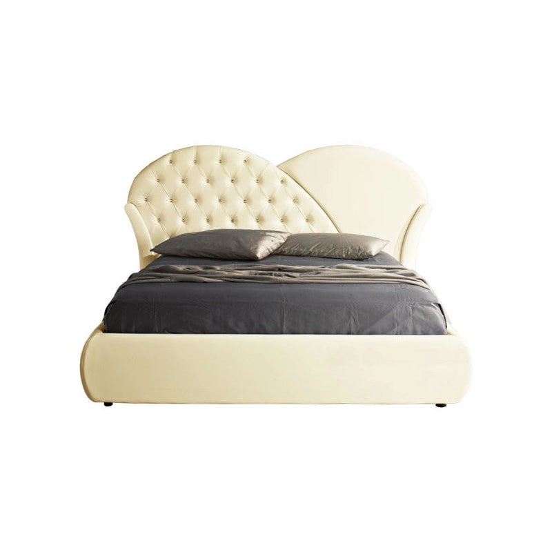 Letto matrimoniale c-contenitore in ecopelle crema 215x220xh.122 cm EFFEZ