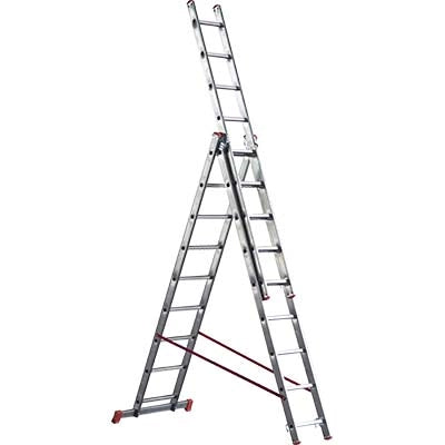 SCALA PARALLELA 3 RAMPE ORANGE 3 MARCHETTI - ALLUMINIO EN 131 H.CM 325/715 PIOLI 3X12