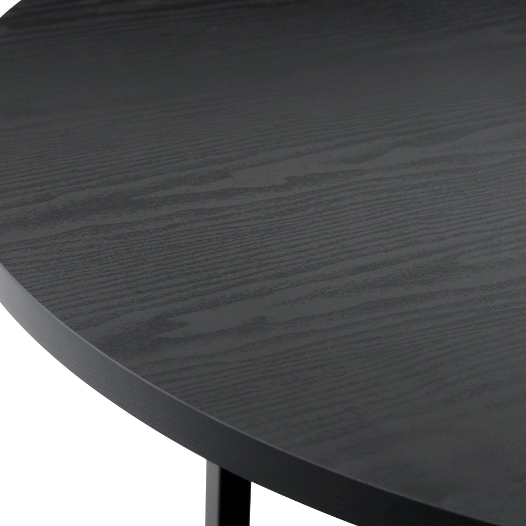 Tavolo da pranzo per 4-6 persone con ripiano contenitore, stile moderno, in MDF e metallo nero, diametro 100 cm