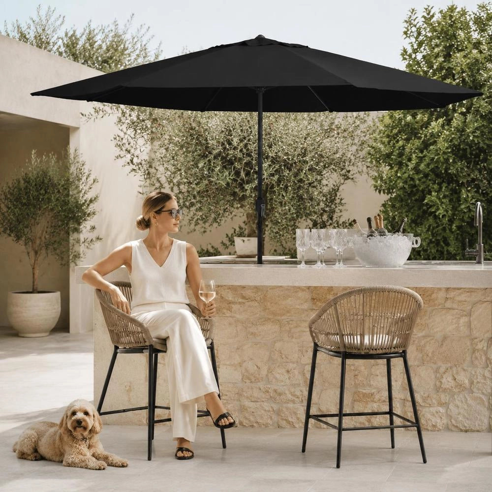 Parasol With Metal Pole 390 Cm Black