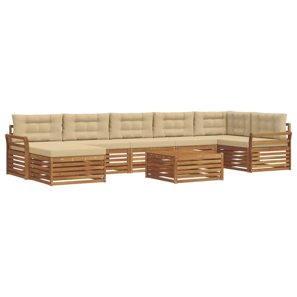Set di divani da esterno con cuscino 8 pcs Naturale e Beige