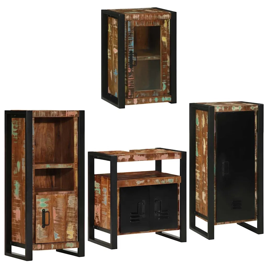 Set di mobili per il bagno 4 pcs Legno massello riciclato