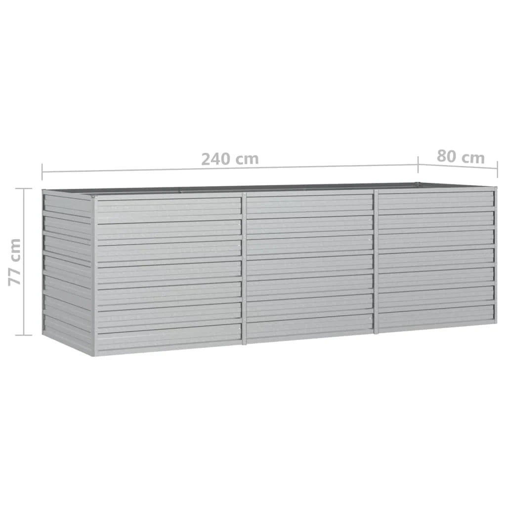 Fioriera rialzata per piante fiori patio giardino 240 x 80 x 77 cm acciaio zincato argento 02_0039415