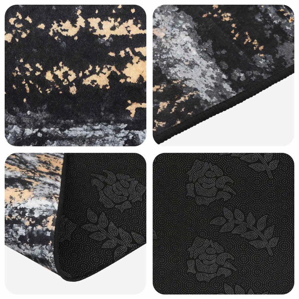 Runner Tappeto LESAKA Nero e Oro 100 x 200 cm Velluto diamante 42045305