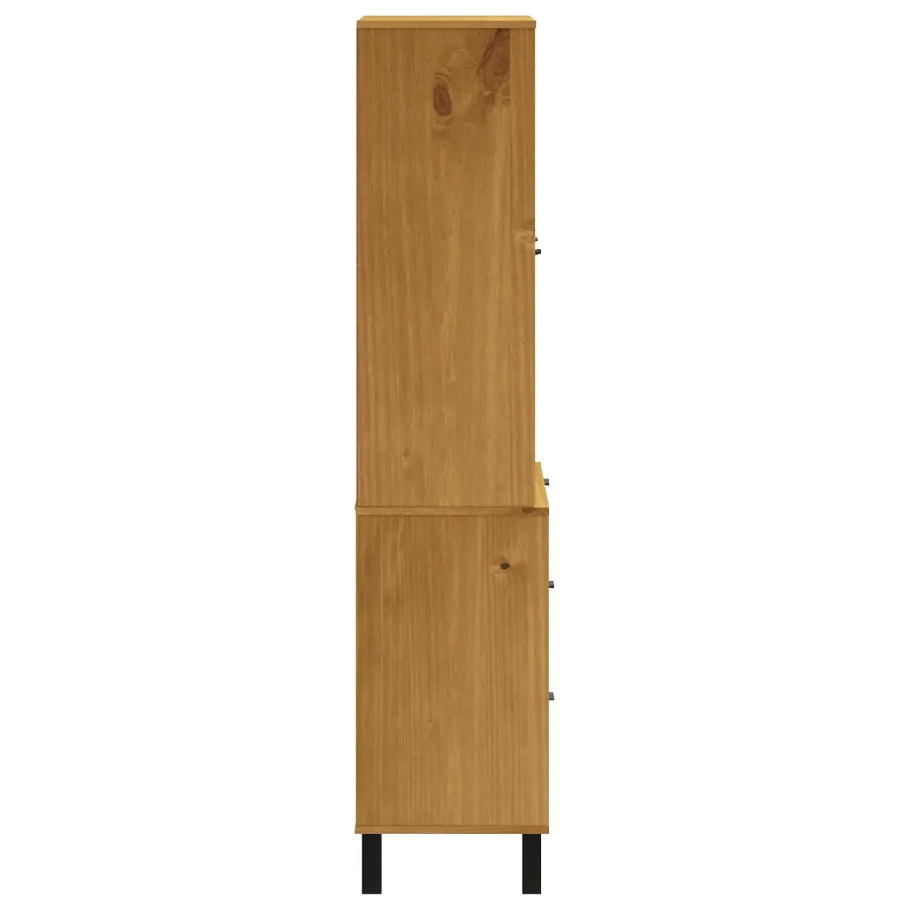 Credenza con Anta in Vetro FLAM 80x40x180 cm in Legno di Pino 3196553