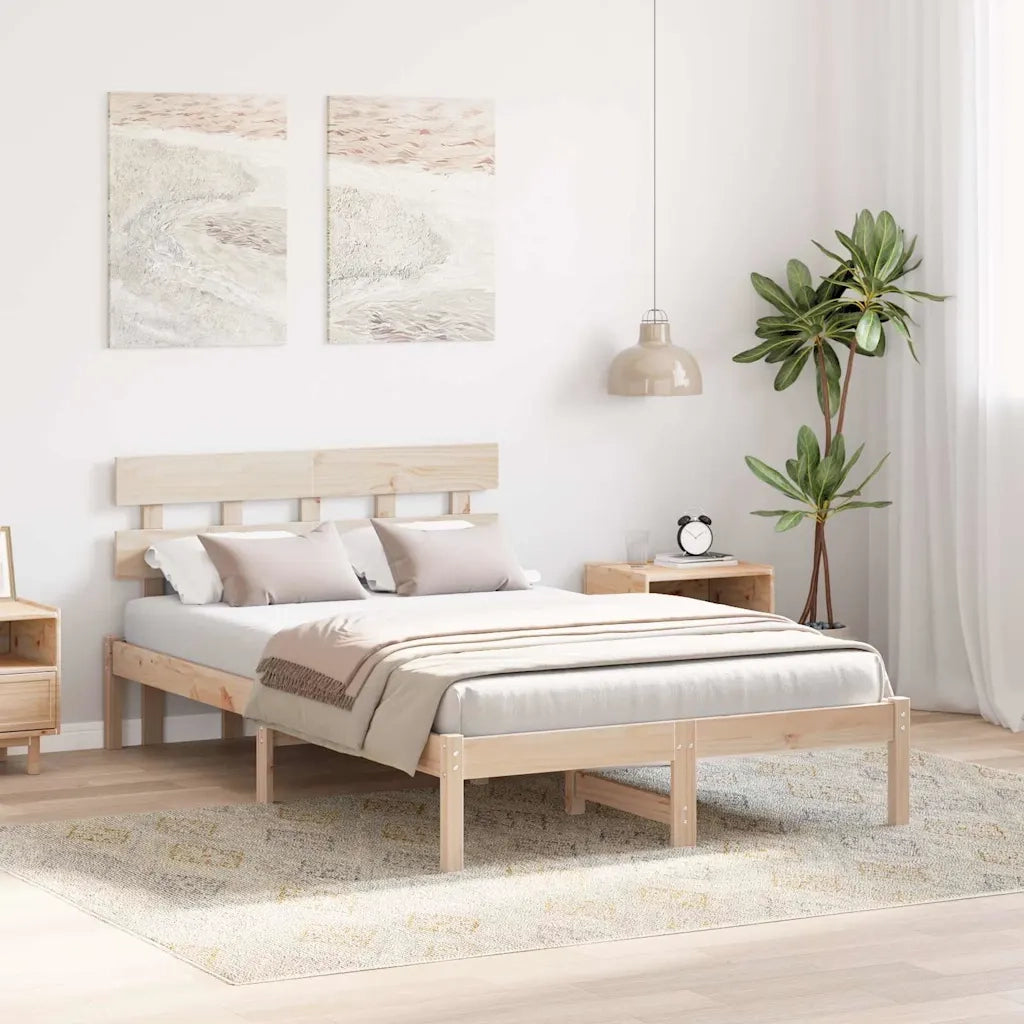 Struttura del letto Marrone 140 x 190 cm Legno massello di pino