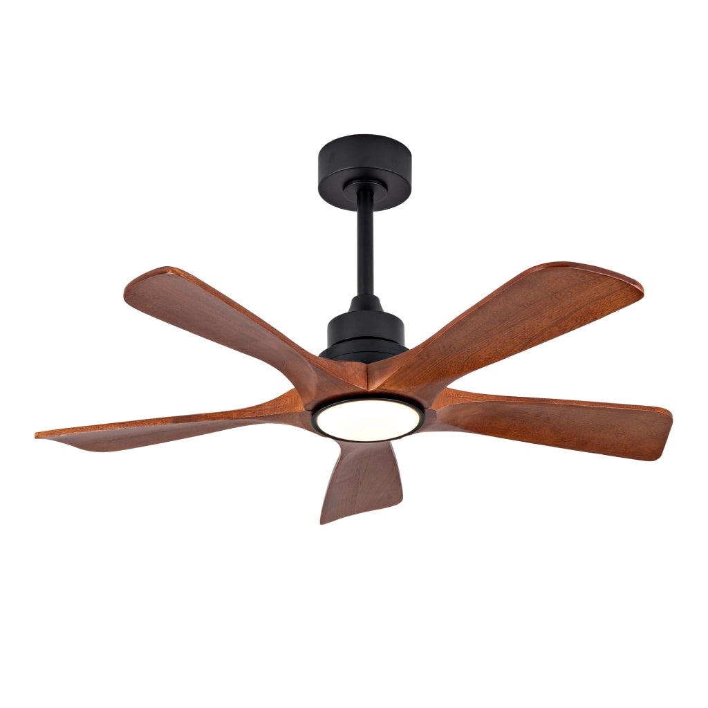 Ventilatore da soffitto da 42 pollici con 5 pale in legno; LED dimmerabile e telecomando