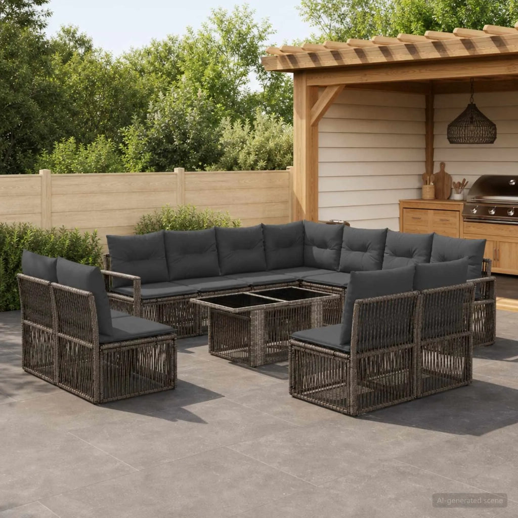Set Divano da Giardino 12 pz Grigio e Grigio Scuro polyrattan 3437114