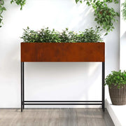 Vaso da giardino-Fioriera Esterno-Contenitore per Piante Rialzato Ruggine 100 x 26 x 82 cm