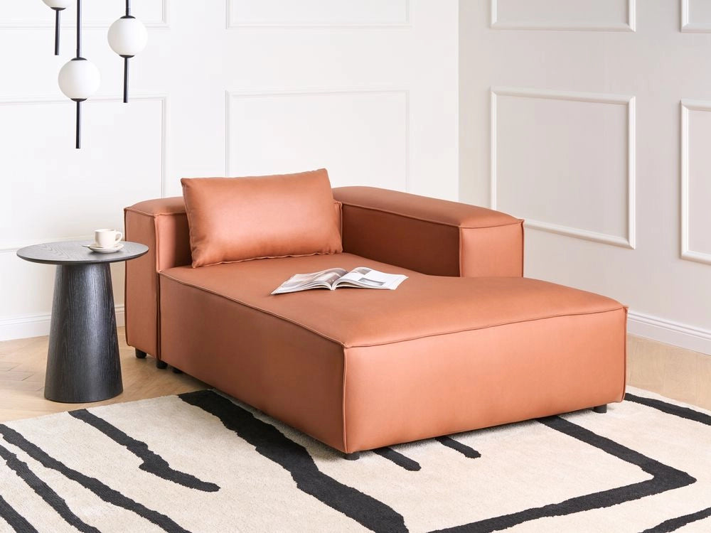 Chaise Lounge a sinistra Rivestimento in tessuto marrone dorato stile moderno