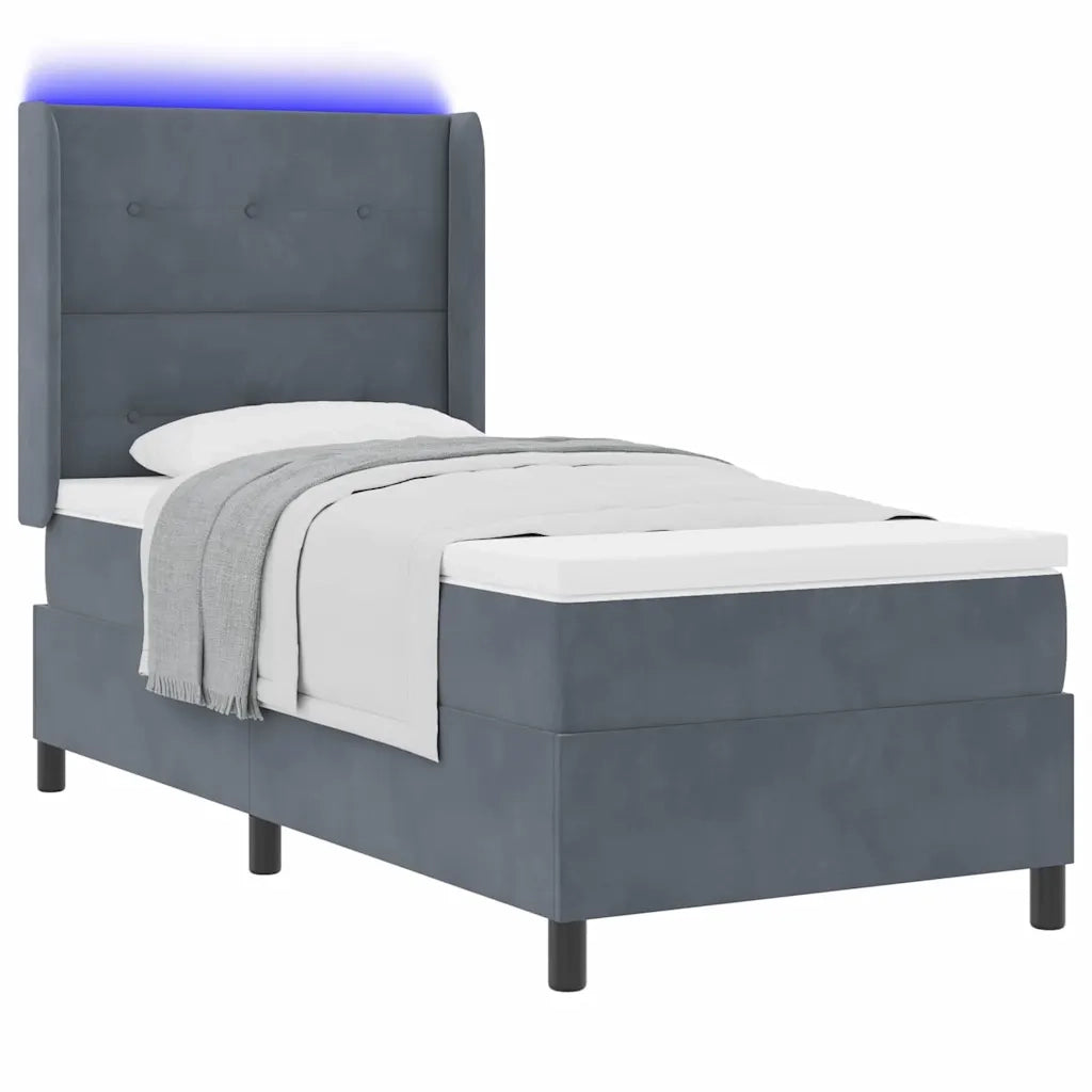 Letto a molle con strisce LED Grigio scuro 100 x 200 cm Velluto 3343857