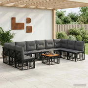 Set di divani da esterno 11 pcs Nero e Grigio scuro Poliestere 3437543