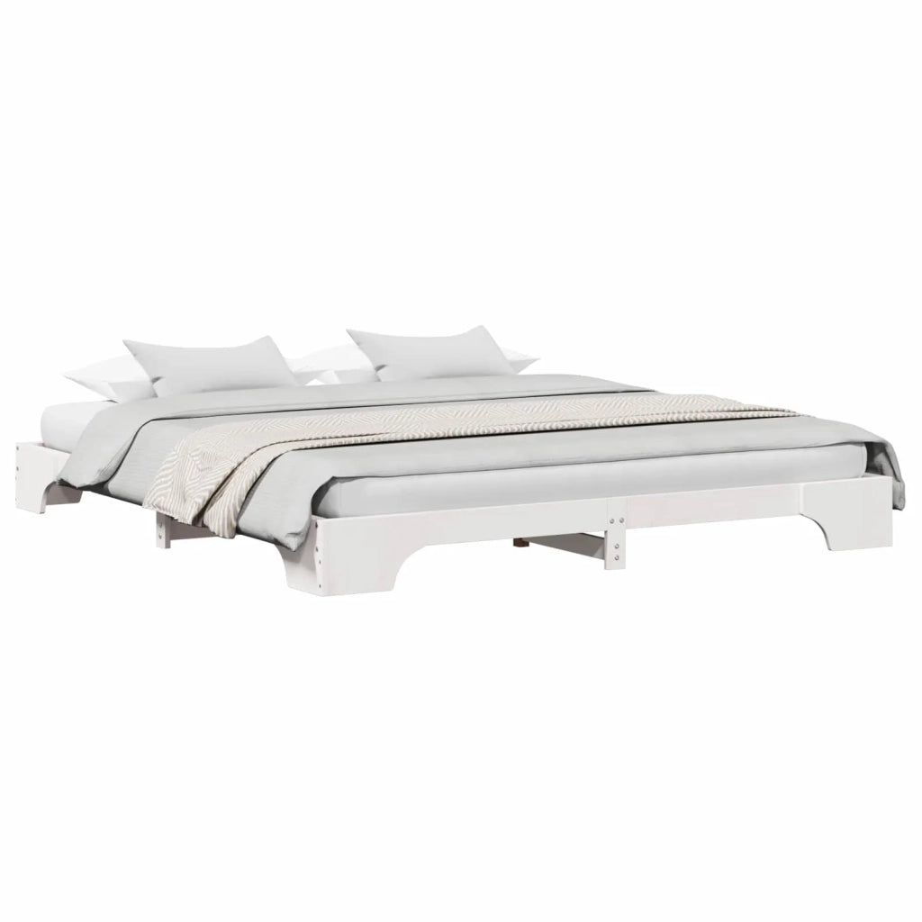 Struttura del letto Bianco 200 x 200 cm Pino massello 872849