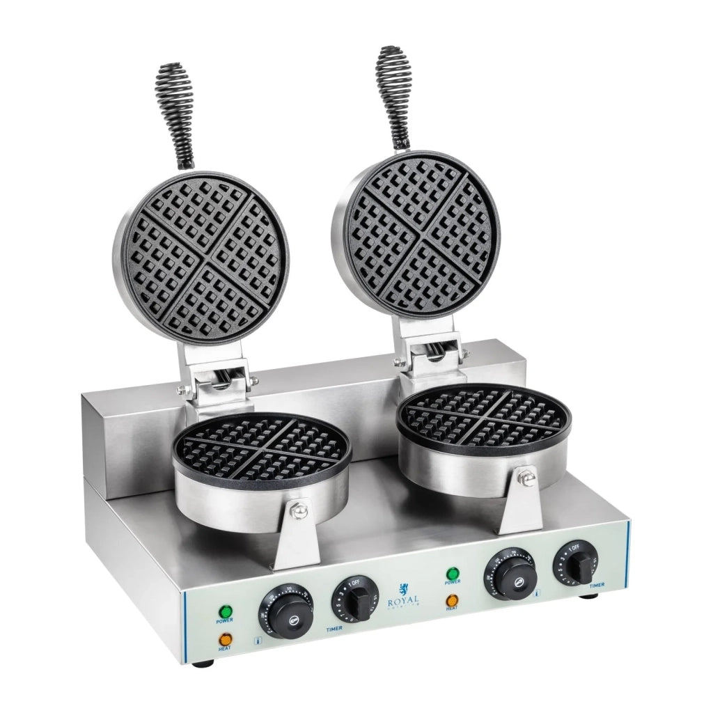 Piastra professionale per waffle doppia rotonda rivestita in teflon 2 x 1 300 watt 3614060
