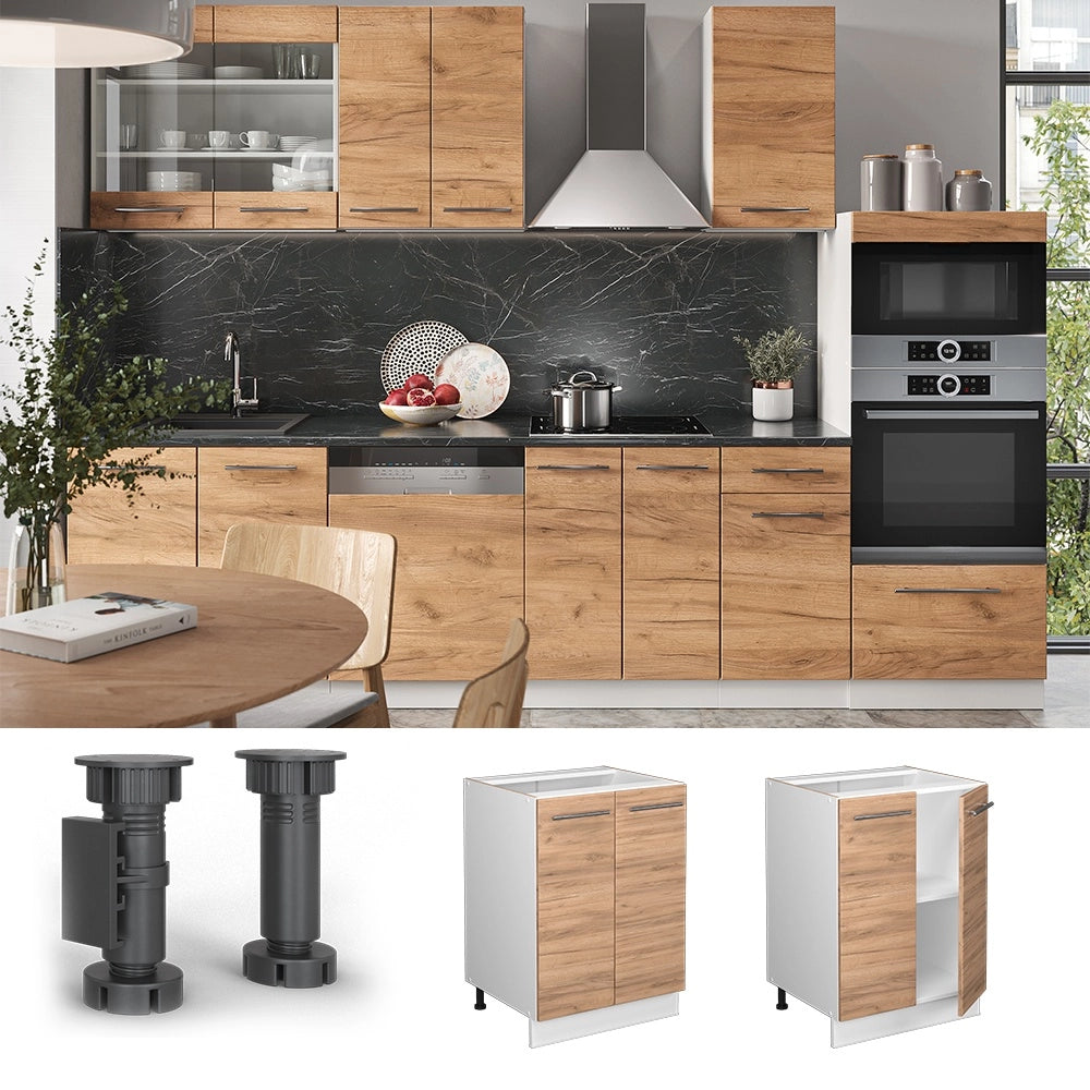 Mobiletto base cucina Fame-Line Rovere dorato/Bianco 60 cm senza piano di lavoro Vicco