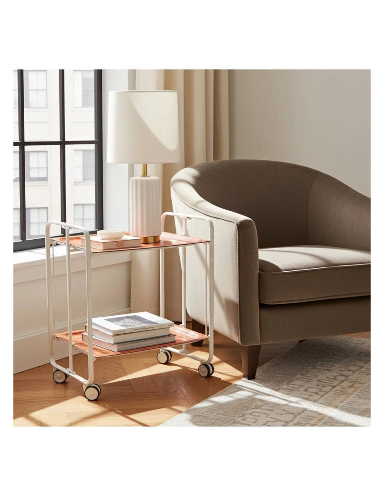 Carrello da cucina pieghevole bianco con ruote BAUHAUS 2 ripiani