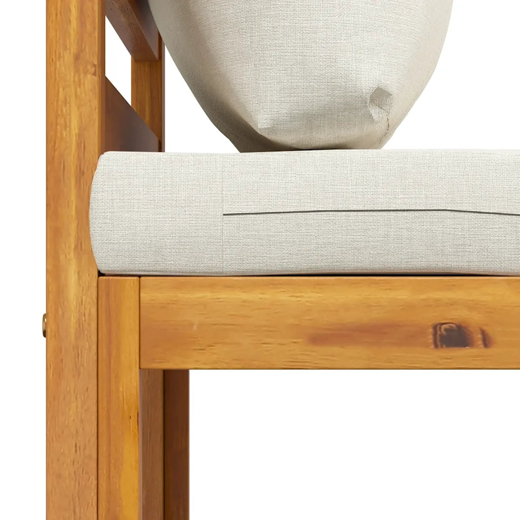 Set Divani da Giardino 3 pz con Cuscini Crema in Legno Acacia