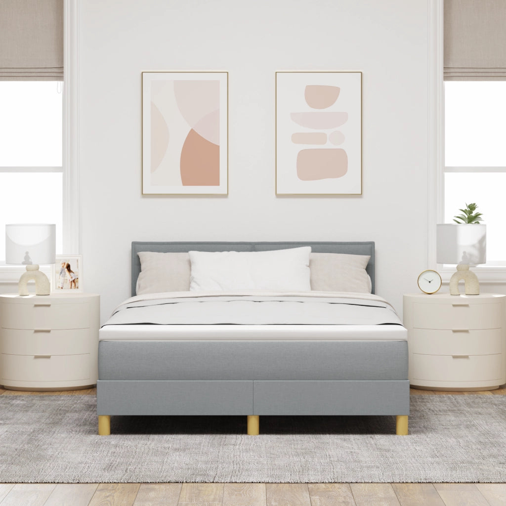 Letto a Sirio con Materasso Grigio Chiaro 140x200 cm Tessuto