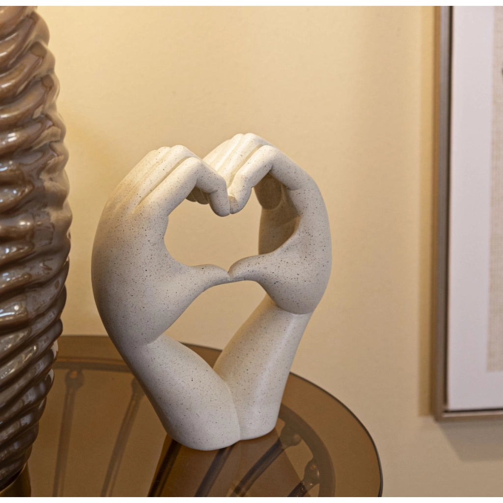 Scultura Cuore 1, Beige, Poliresina, 16,5x7x20 cm