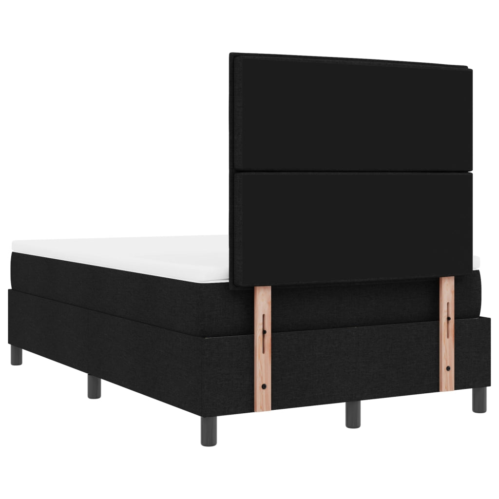 Letto a Molle Box con Materasso Nero Piccolo Matrimoniale in Tessuto