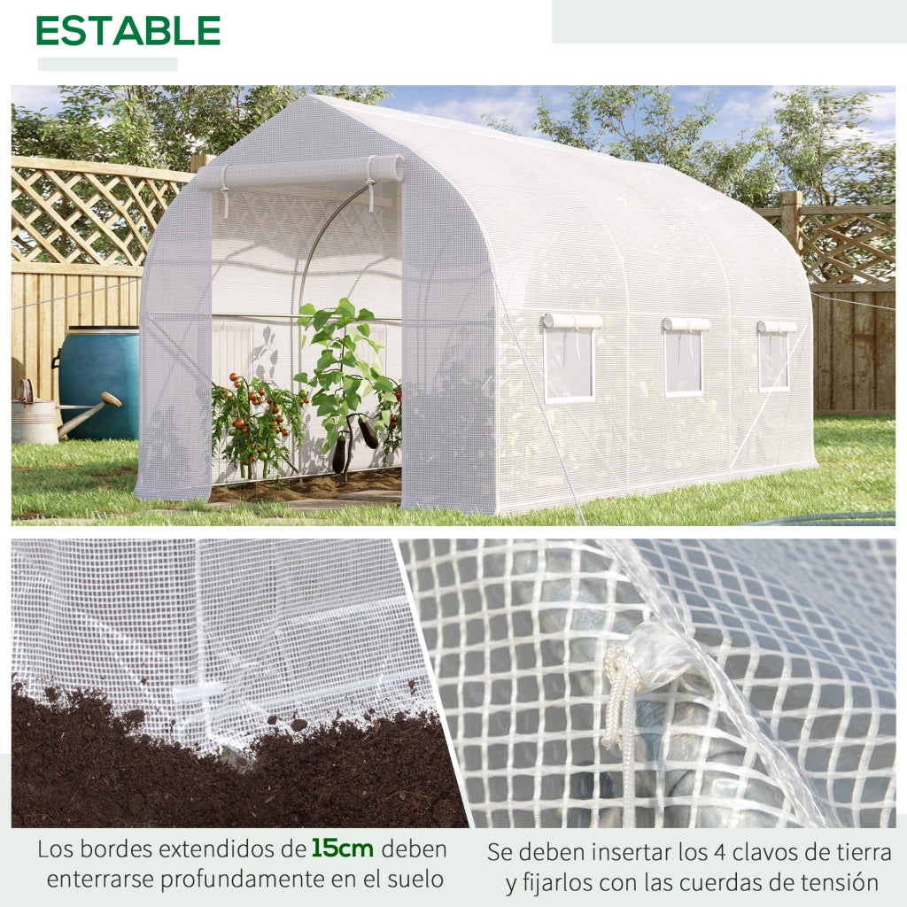 Serra da Giardino Tunnel 4x2x2 m ¨C zephmum ¨C Bianco con 6 Finestre