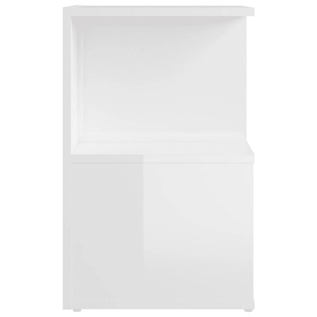 Comodino Bianco Lucido 35x35x55 cm in Legno Multistrato 806358