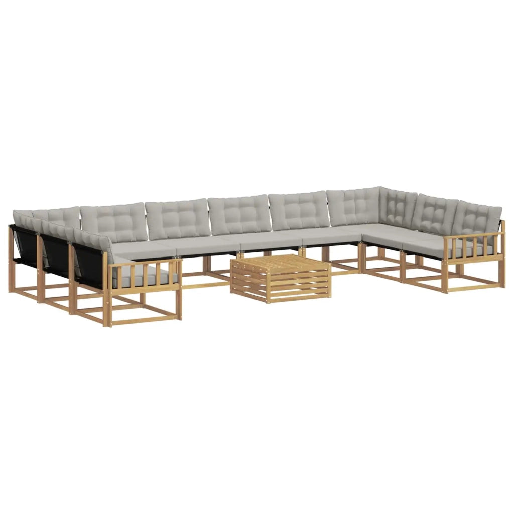 Set di divani da esterno 11 pcs Bianco e Grigio Chiaro 3389137