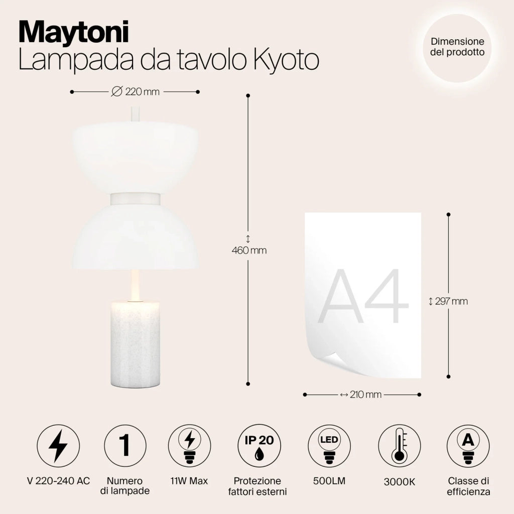 Maytoni Lampada da tavolo moderna Kyoto 1 luce LED integrato bianco metallo vetro