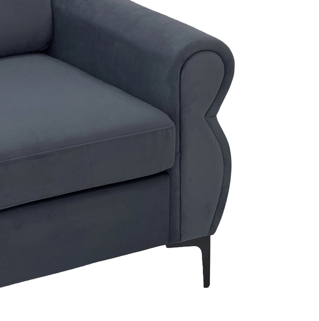 Divano 2 posti 173,5x81x92 cm grigio scuro – fodere sfoderabili, tessuto e metallo-legno