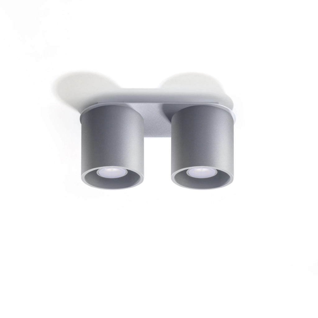 Lampada da parete e soffitto moderna ORBIS Deep Space in alluminio grigio cilindrico 2x10W LED