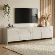 Noma, Mobile Porta tv Apertura a Ribalta, 180x32x45h cm Bianco Crema