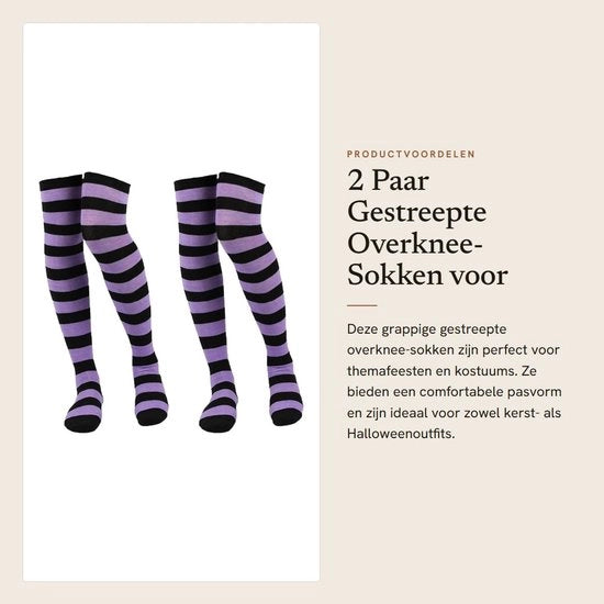 Sokke per bambine con vita alta - 2 paia - a righe - costume e accessori - materiale poliestere resistente - tessuto respirante - ginocchiere