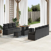 Set Divano da Giardino con cuscino con cuscino 10 pcs Nero