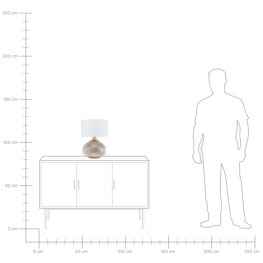 Lampada da Tavolo Metallo dorato 55H cm Paralume paralume in policotone Bianco Glam