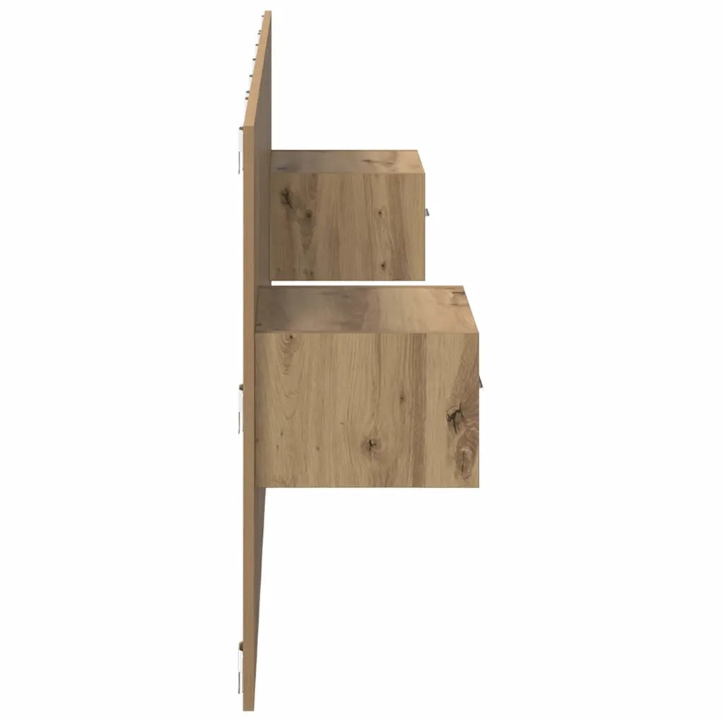 Testata con Comodino 3 pz-Set di 3 Testiera con Contenitore Rovere artigianale Legno multistrato 359940