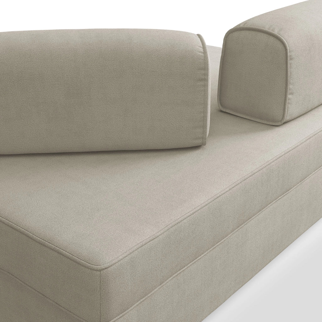 Liberty Divano con pouf estraibile e schienali movibili in tessuto morbido impermeabile T02 160 cm panna