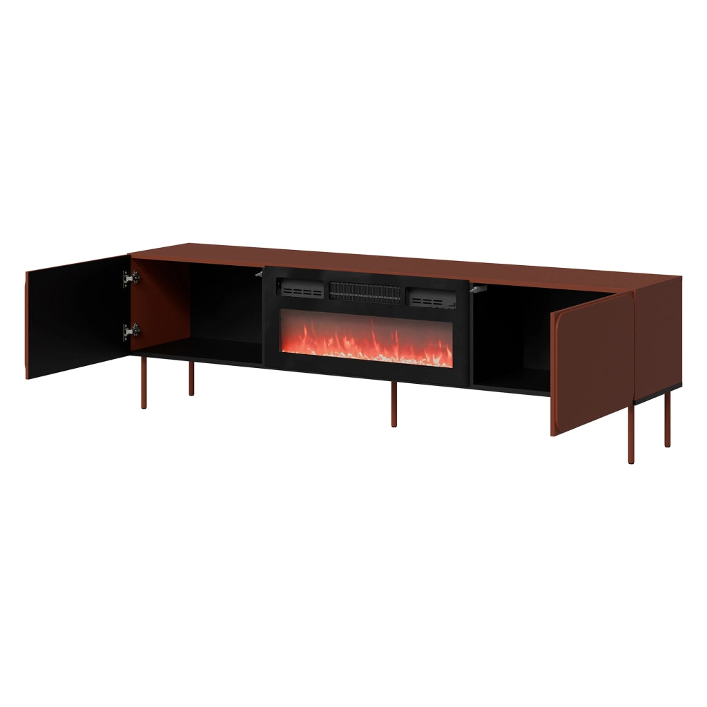 Vermezzo, Mobile Porta tv un Ripiano, 200x42x57h cm Marrone Terracotta