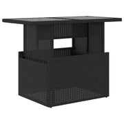 Tavolo da Giardino | Tavolino da esterno Piano in Vetro Nero 100x55x73 cm Polyrattan