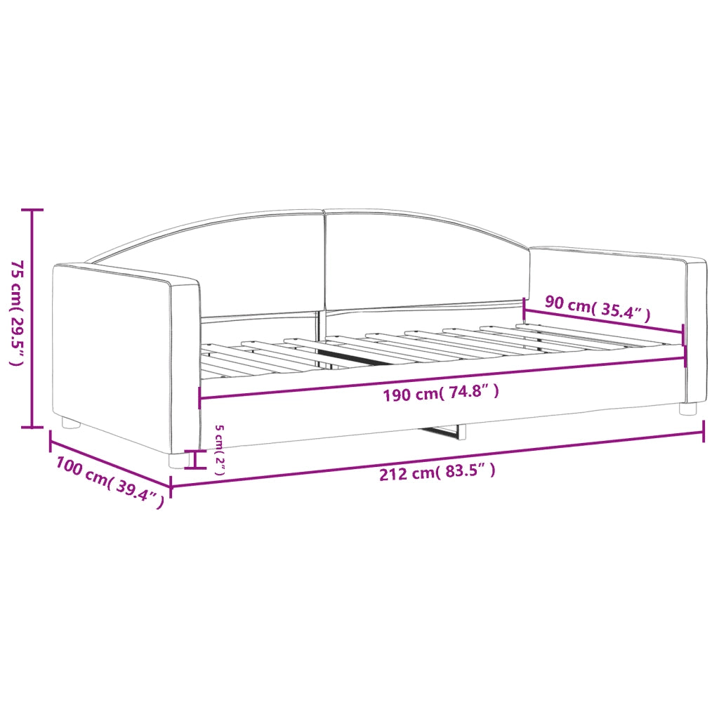 Letto da Giorno Grigio Chiaro 90x190 cm in Tessuto 354121