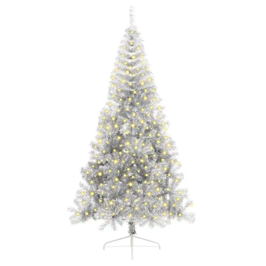 vidaXL Albero di Natale con luci a corde decorative Argento 240 cm