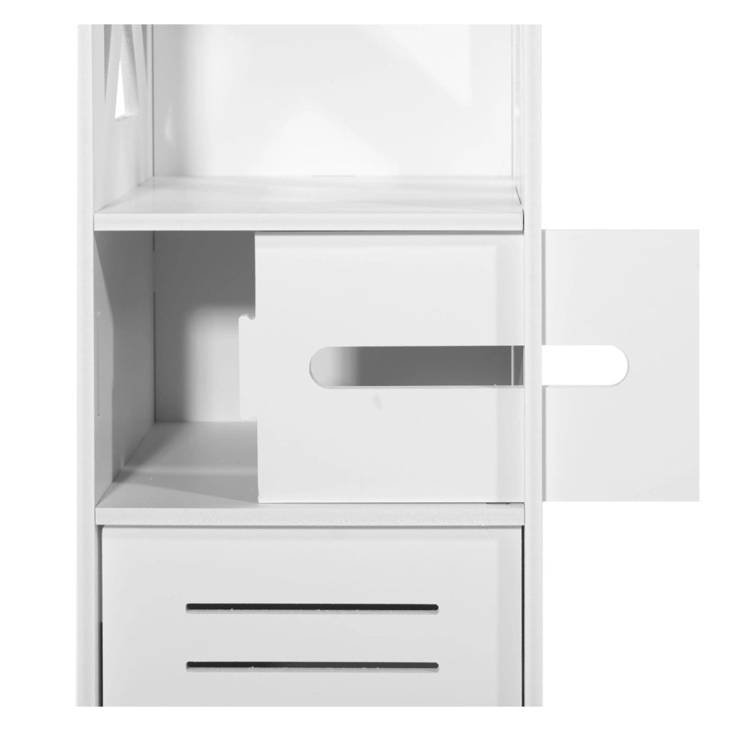 Mobiletto bagno a colonna salvaspazio in PVC bianco