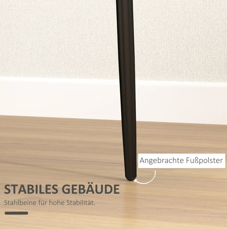 Set di 4 sedie da pranzo nere con gambe in metallo