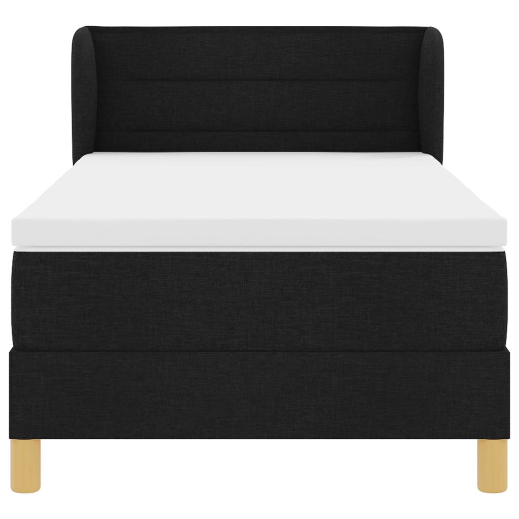 Letto Box Spring con Materasso  Nero 100x200 cm Tessuto