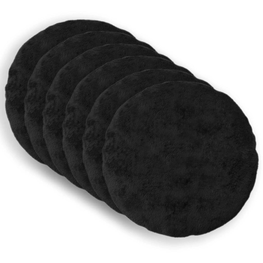Federa 6 pz HEERLEN Nero Ø 30 cm Pelliccia di Coniglio Finta 922162